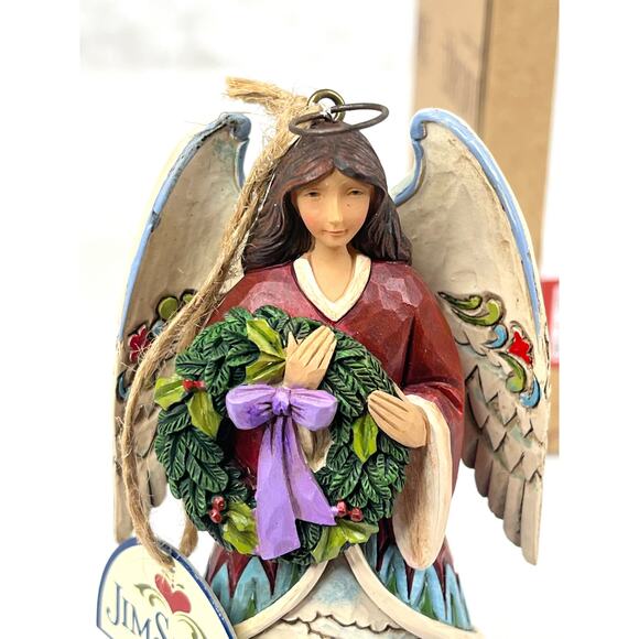 NEW Jim Shore Angel & Evergreen Wreath Hanging ORNAMENT Christmas Decor 4.5" BOX - Picture 2 of 9